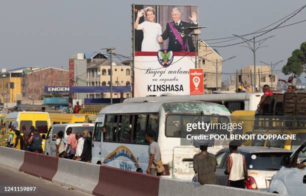 Illustration picture taken from the motorcade between the airport and center of Kinshasa after the official welcome at N'Djili, Kinshasa...