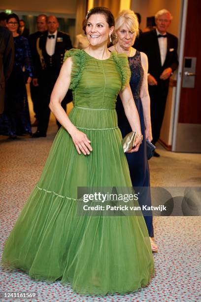 Crown Princess Victoria of Sweden attends the Swedish Chamber of Commerce gala dinner at the Okura Hotel on June 7, 2022 in Amsterdam, Netherlands....