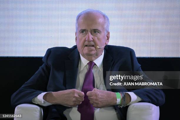 Argentine businessman, CEO of food company Arcor Group Luis Pagani, speaks during the annual meeting of the Argentina Business Association in Buenos...