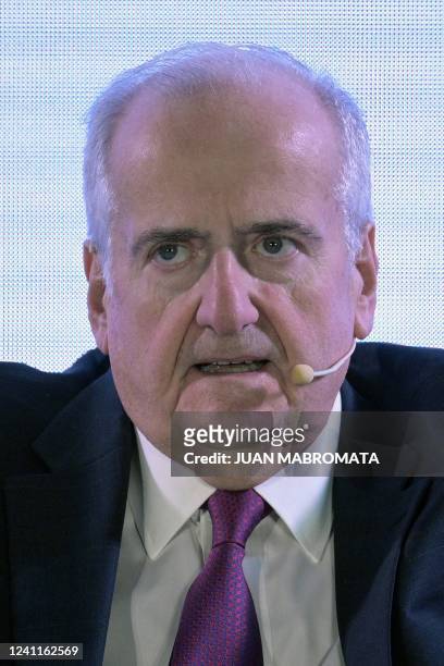 Argentine businessman, CEO of food company Arcor Group Luis Pagani, speaks during the annual meeting of the Argentina Business Association in Buenos...