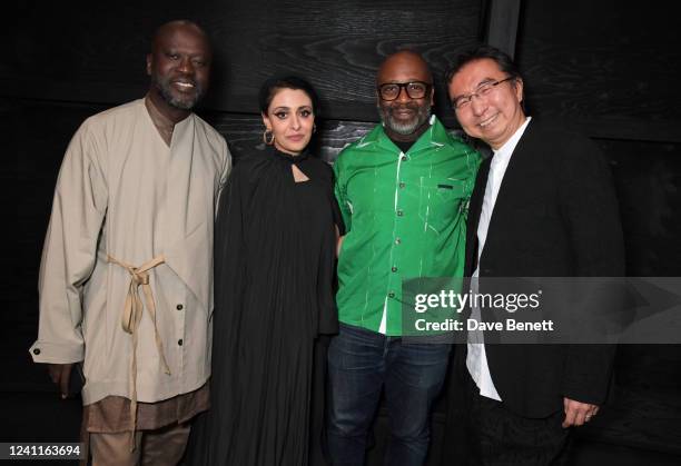 Sir David Adjaye, Sumayya Vally, Theaster Gates and Sou Fujimoto attend a private view of the Serpentine Pavilion 2022 "Black Chapel" designed by...