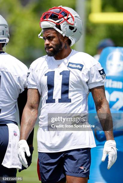 New England Patriots wide receiver DeVante Parker during Day 1 of New England Patriots minicamp on June 7, 2022 at the Patriots Training Facility at...