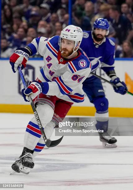 New York Rangers center Tyler Motte looks to receive a pass during the NHL Hockey Eastern Conference Finals Game 4 of the Stanley Cup Playoffs...