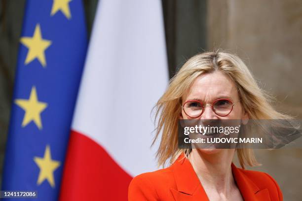 French Energy Transition Minister Agnes Pannier-Runacher leaves after taking part in the weekly cabinet meeting at The Elysee Presidential Palace in...