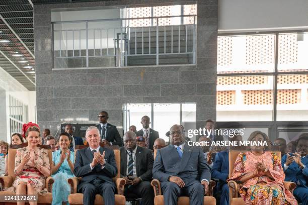 Belgium's Queen Mathilde, Belgium's King Philippe, President of the Democratic Republic of the Congo Felix Tshisekedi and First Lady of the DRC...