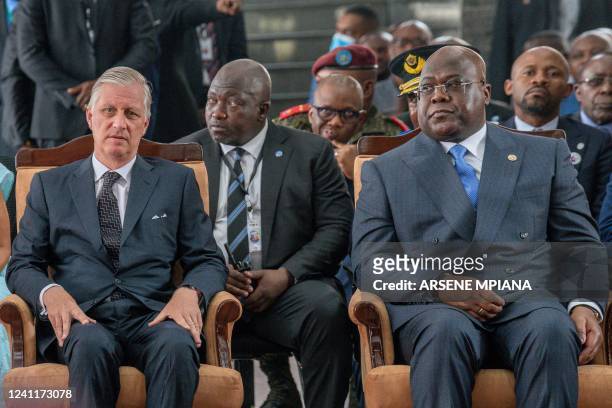 Belgium's King Philippe and President of the Democratic Republic of the Congo Felix Tshisekedi attend a ceremony at the National Museum of the...