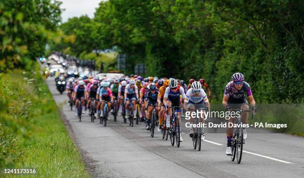 The peloton rides through Corse, Gloucestershire during stage three of The Women's Tour from Tewkesbury to Gloucester. Picture date: Wednesday June...