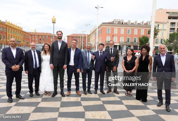 LtoR, The nine candidates for the Alpes-Martimes legislative parliamentary elections, Jean-Bernard Mion , Philippe Pradal , Marine Brenier , Graig...