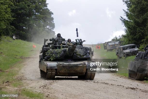 Army M1A1 Abrams battle tank during the Combined Resolve 17 multinational training exercise, with participating forces from Belgium, Bosnia, Czech...