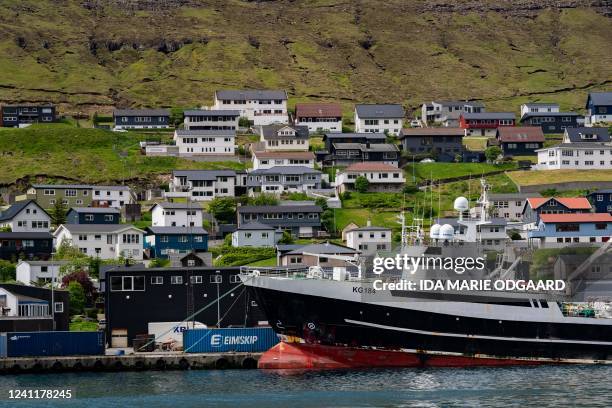 Fishing ship is seen in Klaksvik harbour on the Faroe Islands, a self-governing region within the Danish state, on June 8, 2022. / Denmark OUT