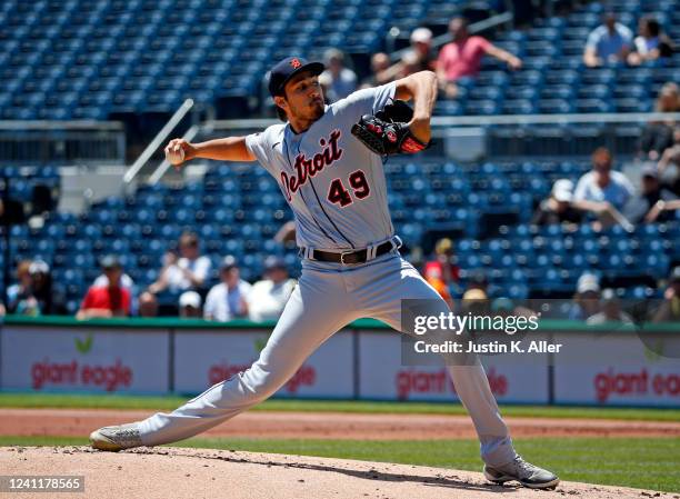 Alex Faedo of the Detroit Tigers pitches in the first inning against the Pittsburgh Pirates during inter-league play at PNC Park on June 8, 2022 in...