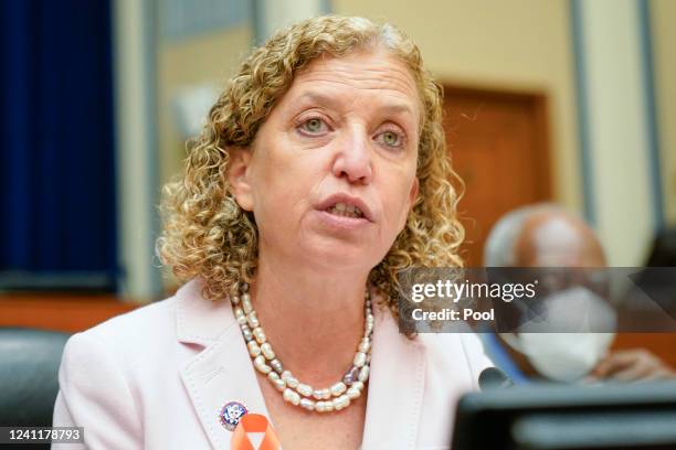 Rep. Debbie Wasserman Schultz speaks during a House Committee on Oversight and Reform hearing on gun violence on Capitol Hill on June 8, 2022 in...