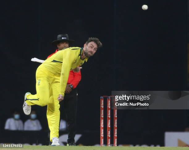 Australia's Glenn Maxwell Bowls during the second Twenty20 cricket match between Sri Lanka and Australia at R. Premadasa Stadium in Colombo, Sri...