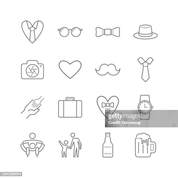father's day line icon - round eyeglasses clip art stock illustrations