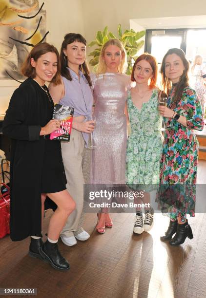 Emily Laing, Jennifer Kirby, Nell Hudson, Rosie Day and Sophie Day attend the launch of Nell Hudson's debut novel "Just For Today" at The AllBright...