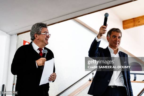 French leftist La France Insoumise party leader, Member of Parliament and leader of left-wing coalition Nupes Jean-Luc Melenchon and French Socialist...