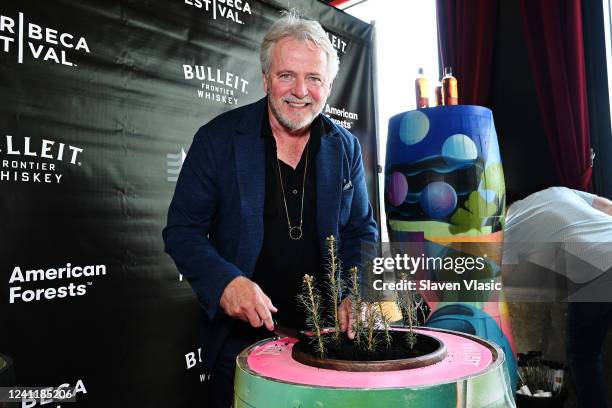 Aidan Quinn beginning the tree planting process at the Bulleit Art Barrel Installation at City Winery during the Bulleit Frontier Whiskey Celebration...