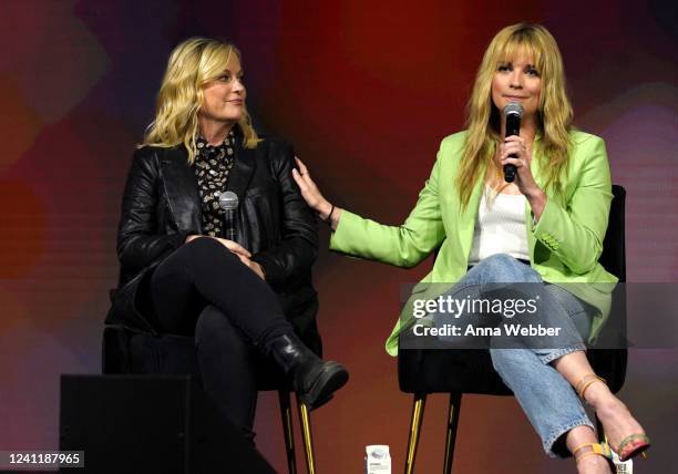 Amy Poehler and Annie Murphy speak onstage during Netflix FYSEE "Russian Doll" ATAS Official at Raleigh Studios Hollywood on June 04, 2022 in Los...