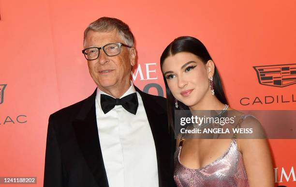 Businessman Bill Gates and his daughter Phoebe arrive for TIME 100 Gala at Lincoln Center in New York, June 8, 2022.