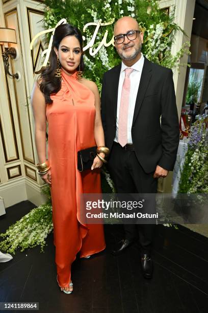 Miss Universe Harnaaz Sandhu and Sudhir Gupta attend Facticerie: The Factice Collection by Sudhir Gupta on June 8, 2022 at BG Restaurant, Bergdorf...