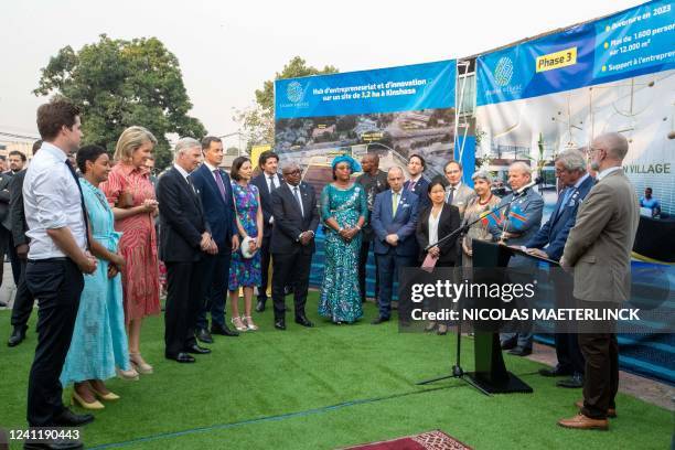 State Secretary for scientific policy Thomas Dermine, Minister for Development Cooperation Meryame Kitir, Queen Mathilde of Belgium, King Philippe -...