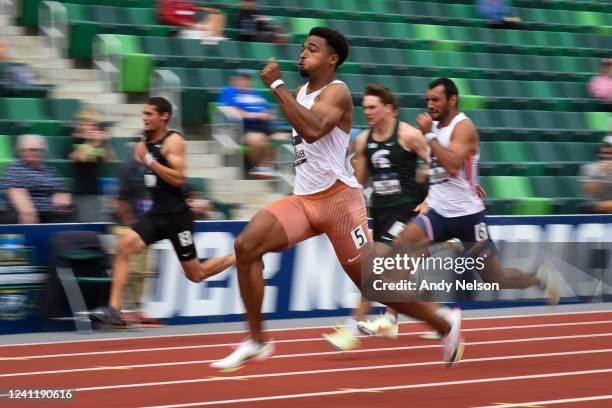 Leo Neugebauer of the Texas Longhorns competes in the decathlon 100 meters during the Division I Men's and Women's Outdoor Track & Field...