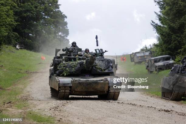 Army M1A1 Abrams battle tank during the Combined Resolve 17 multinational training exercise, with participating forces from Belgium, Bosnia, Czech...