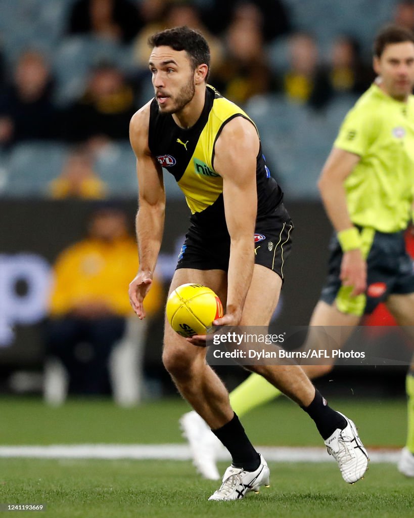 Shane Edward Rees Shane Edwards of the Tigers looks on during the 2022 AFL Round 13 ...