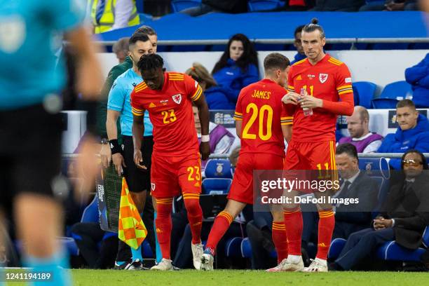 Daniel James of Wales and Gareth Bale of Wales during the UEFA Nations League League A Group 4 match between Wales and Netherlands at Cardiff City...