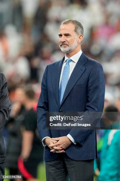 Felipe VI. Koenig von Spanien looks on after the UEFA Champions League final match between Liverpool FC and Real Madrid at Stade de France on May 28,...