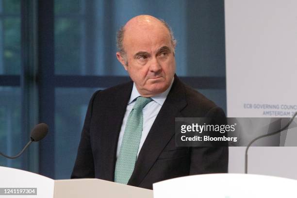 Luis de Guindos, vice president of the European Central Bank , during a news conference in Amsterdam, Netherlands, on Thursday, June 9, 2022....