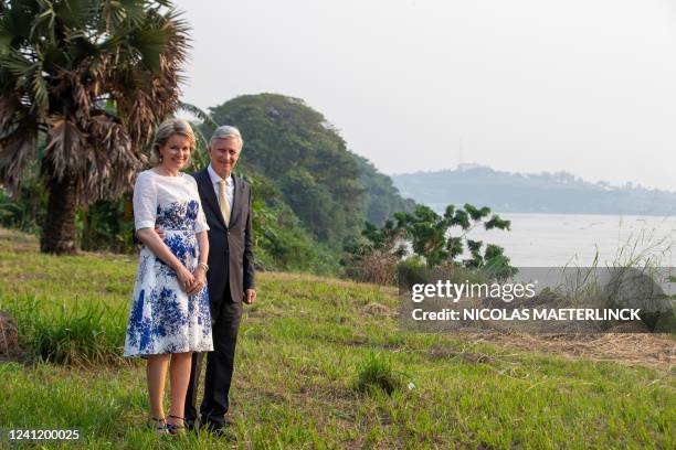 Queen Mathilde of Belgium and King Philippe - Filip of Belgium pictured during a photoshoot at the Congo River in Kinshasa, during an official visit...