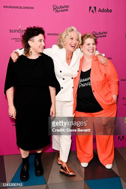 Guest, Dame Emma Thompson and Katy Brand attend the UK Premiere of "Good Luck To You, Leo Grande" during the Sundance Film Festival: London at the...