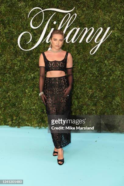 Florence Pugh attends Tiffany & Co. "Vision & Virtuosity" Brand Exhibition Opening Gala at Saatchi Gallery on June 9, 2022 in London, England.