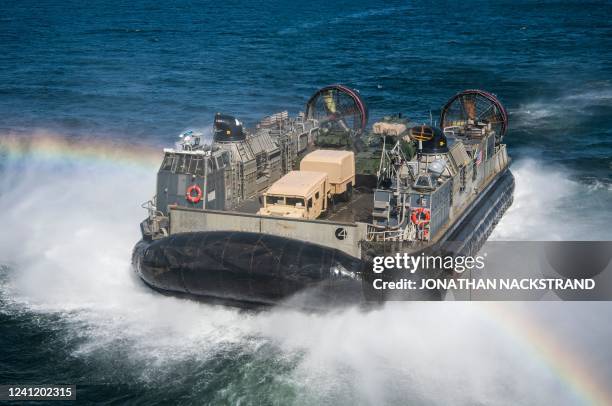 Landing Craft Air Cushion departs off the Wasp-class amphibious assault ship USS Kearsarge on June 8 during the BALTOPS 22 Exercise in the Baltic...