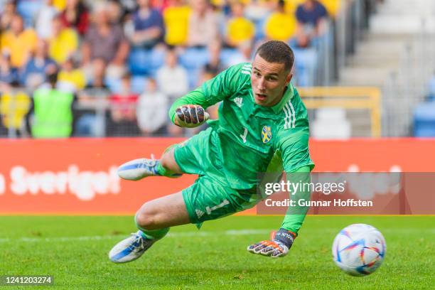 Sweden goalkeeper Samuel Brolin during the UEFA European Under-21 Championship Qualifier Group F match between Sweden U21 and Italy U21 at Olympia on...