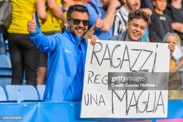 Italian fans during the UEFA European Under-21 Championship Qualifier Group F match between Sweden U21 and Italy U21 at Olympia on June 9, 2022 in...