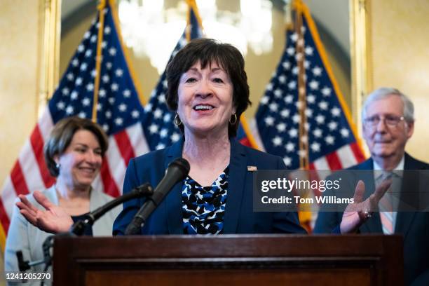 Sen. Susan Collins, R-Maine, speaks during a ceremony for former Sen. Barbara Mikulski, D-Md., to name rooms on the Senate side of the U.S. Capitol...