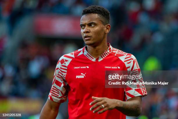 Manuel Akanji of Switzerland warms up prior the UEFA Nations League League A Group 2 match between Switzerland and Spain at Stade de Geneve on June...
