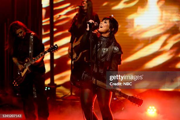 Episode 1667 -- Pictured: Musical guest Demi Lovato performs on Thursday, June 9, 2022 --