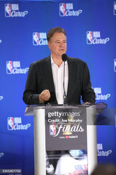 Steve Pagliuca, Managing Partner of the Boston Celtics speaks at the NBA Finals Legacy Project as part of the 2022 NBA Finals on June 9, 2022 at the...