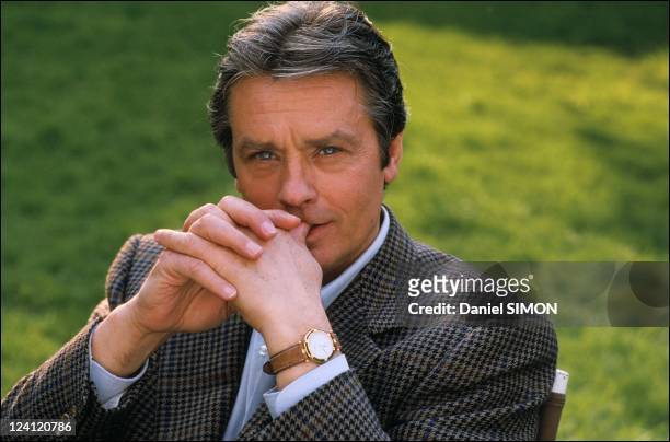 Set of the minie serie "Cinema" with Alain Delon in France in March 1988.