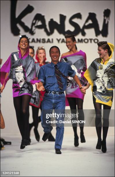 Kansai Yamamoto during the Fashion show ready -to -wear Spring -summer 1991 in Paris, France in October, 1990 - Kansai.