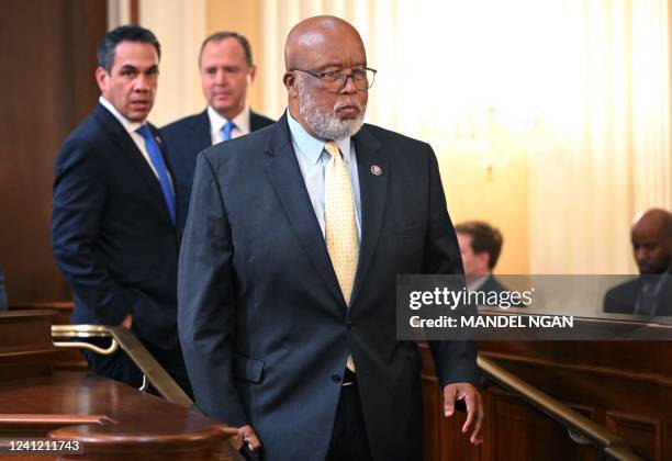 Representative Bennie Thompson , chairman of the House committee investigating the Capitol riot, D-MS, US Representative Pete Aguilar , D-CA, and US...