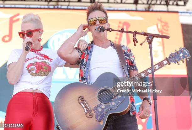 Shawna and Keifer Thompson of Thompson Square performs during Day 1 of CMA Fest 2022 at Dr Pepper Amp Stage at Ascend Park on June 9, 2022 in...