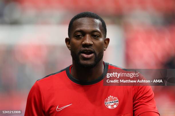 Doneil Henry of Canada during the Canada v Curacao CONCACAF Nations League Group C match at BC Place on June 9, 2022 in Vancouver, Canada.