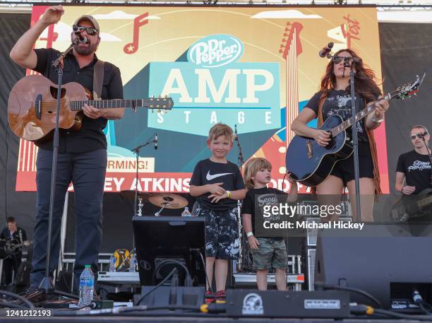 Rodney Atkins and Rose Falson of Rod + Rose performs during Day 1 of CMA Fest 2022 at Dr Pepper Amp Stage at Ascend Park on June 9, 2022 in...