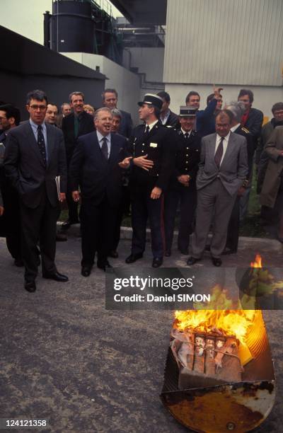 Michel Charasse fights against drugs and cannabis in Bayonne, France on January 11, 1991 - Budget Minister Michel Charasse.