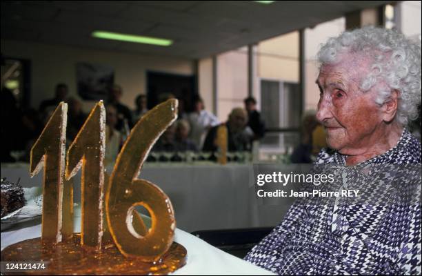 Jeanne Calment celebrates her 116th birthday In Arles, France On February 21, 1991.