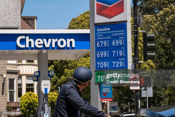 Fuel prices at a Chevron gas station in San Francisco, California, US, on Thursday, June 9, 2022. Stratospheric Fuel prices have broken records for...